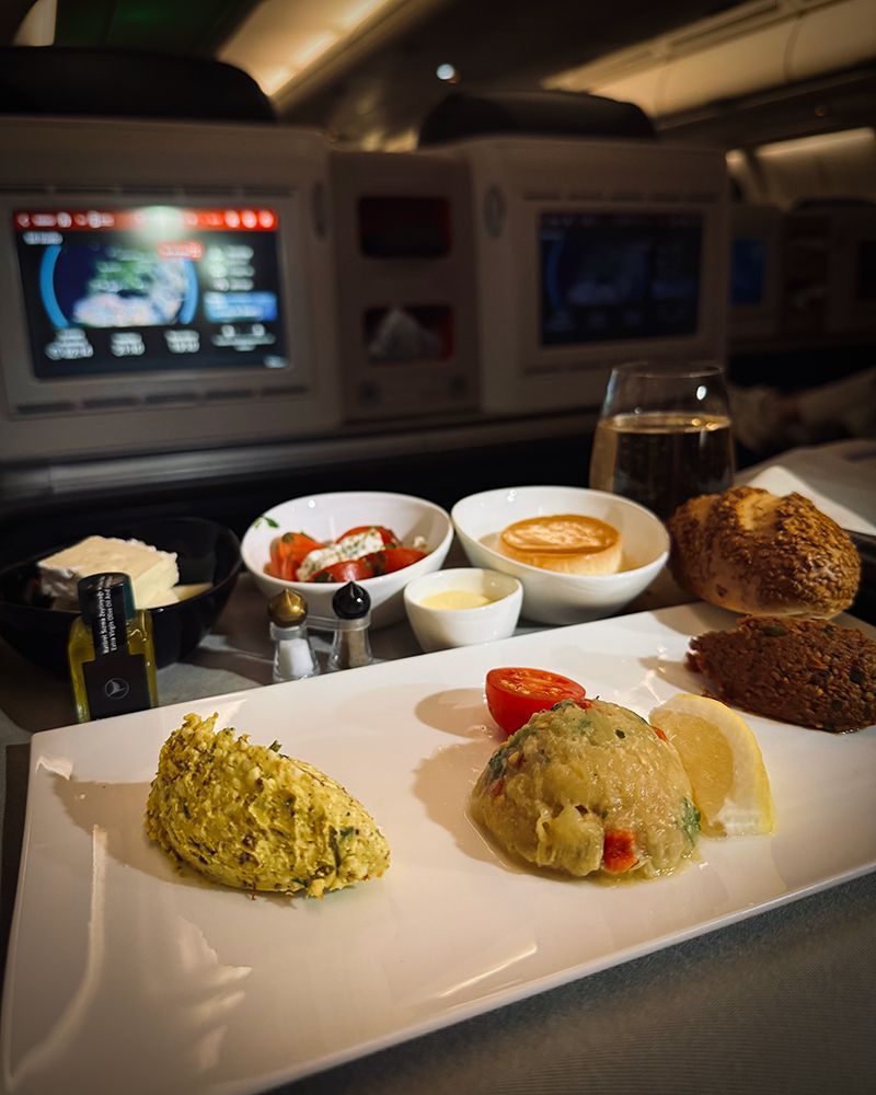 comida a bordo de Turkish Airlines